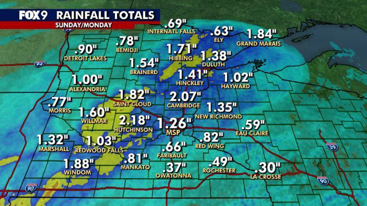 Minnesota weather: Rain totals from early week storms