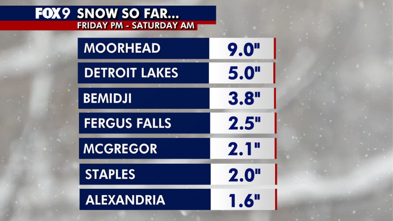 Northern Minnesota snow totals so far