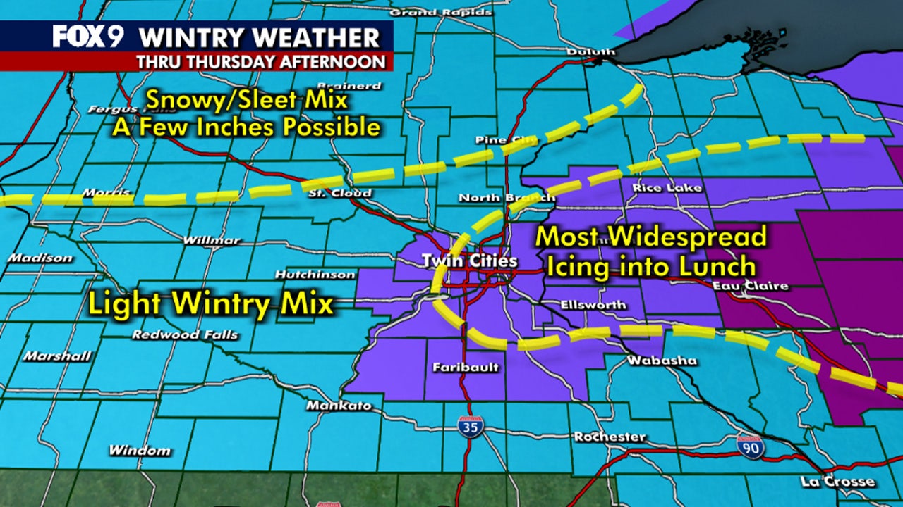 Minnesota weather: Cold with an icy morning mix to afternoon rain Thursday