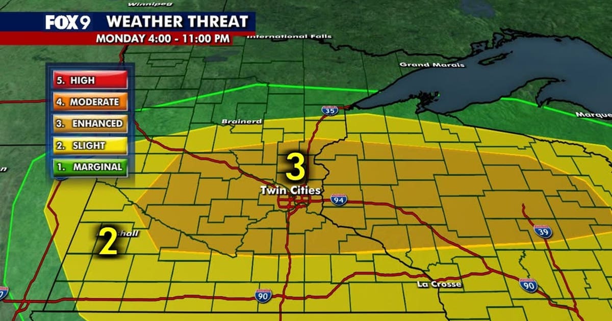 MN weather: Twin Cities metro at risk for strong storms Monday night