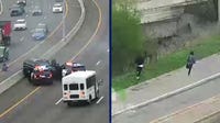 2 men dart across Hwy 100 to escape police after pursuit crash: Video