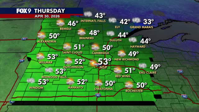 Minnesota weather: Bright start, filtered sun and 50s Thursday afternoon