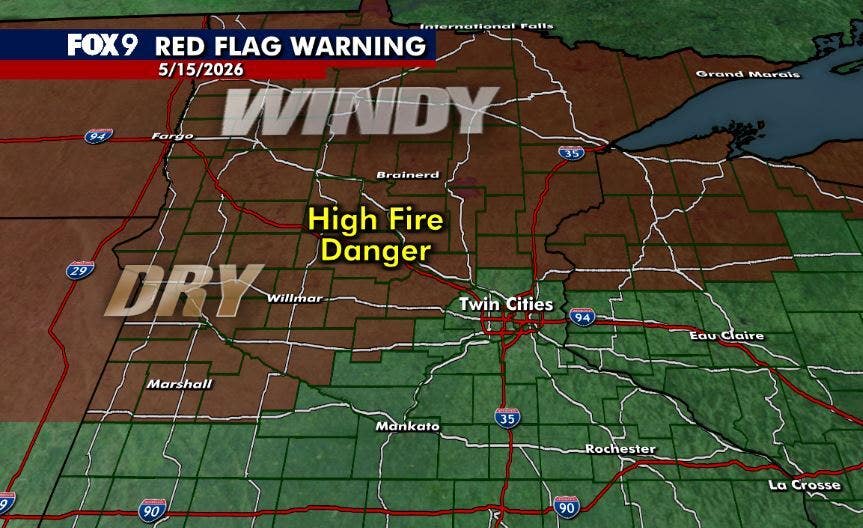 Red flag warning issued for 54 Minnesota counties due to wildfire risk