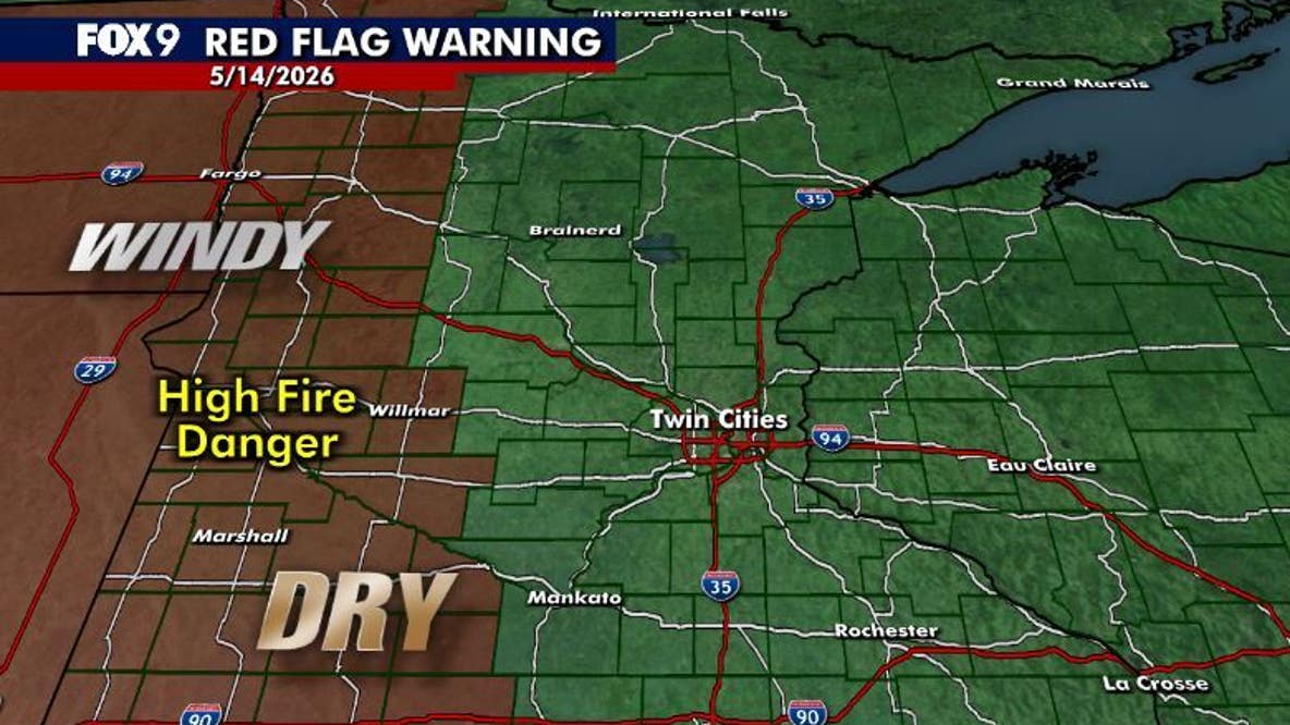 Red flag warning issued for 37 western Minnesota counties due to wildfire risk