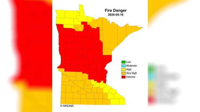 Red flag warning issued for 15 Minnesota counties