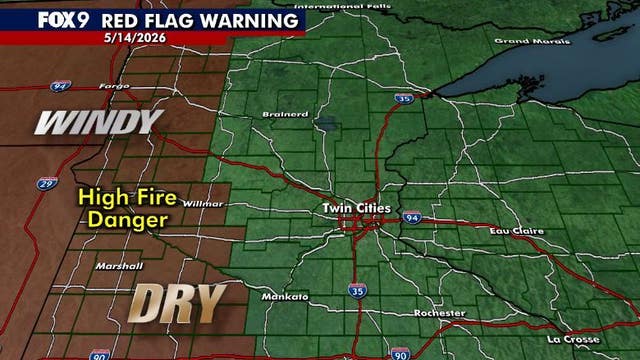Red flag warning issued for 37 western Minnesota counties due to wildfire risk