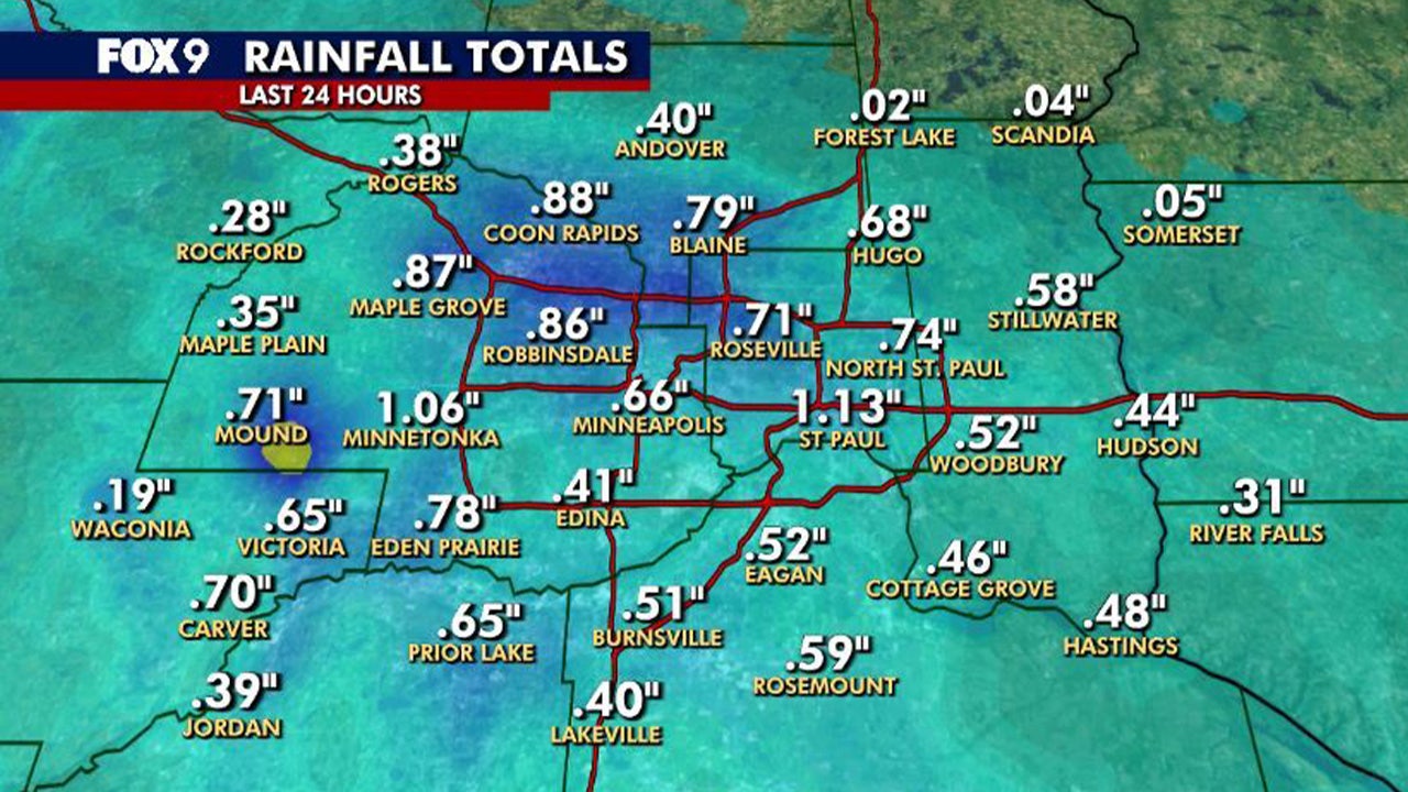 Minnesota weather: Rain totals from Sunday into early Monday