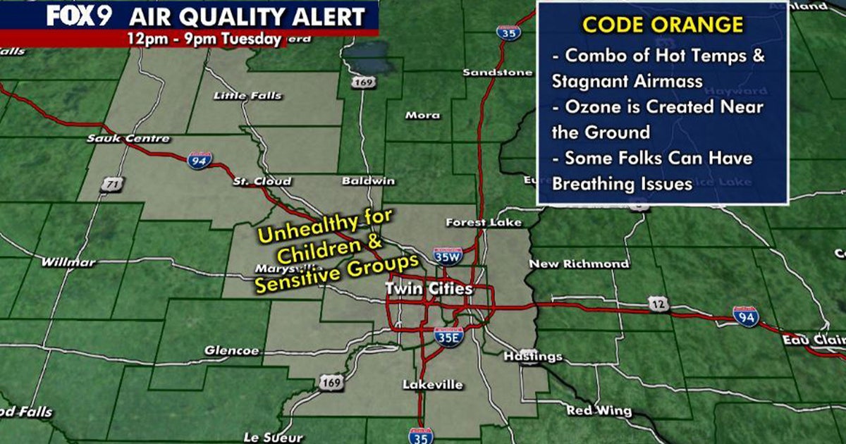 Air quality alert issued for Twin Cities, central Minnesota due to high ozone levels