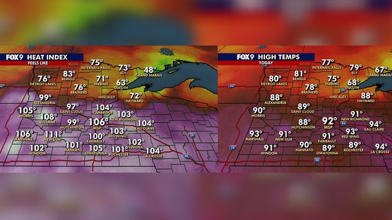 Minnesota weather: High temps, heat index across the state on Monday