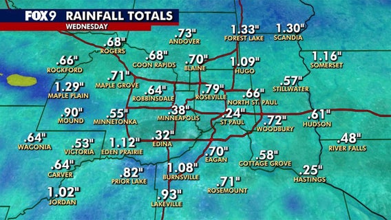 Minnesota weather: Rainfall totals from Wednesday's showers and storms