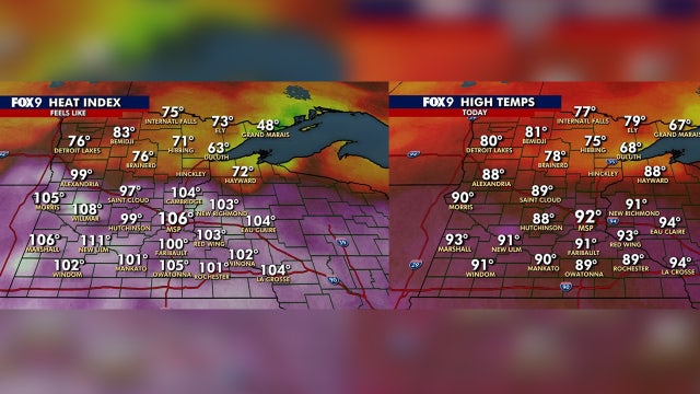 Minnesota weather: High temps, heat index across the state on Monday