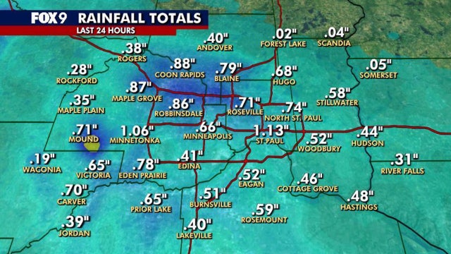 Minnesota weather: Rain totals from Sunday into early Monday