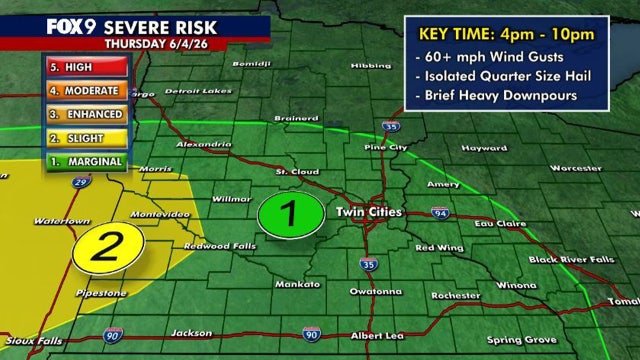 Minnesota weather: Warm and more humid Thursday with late day stray rumbles