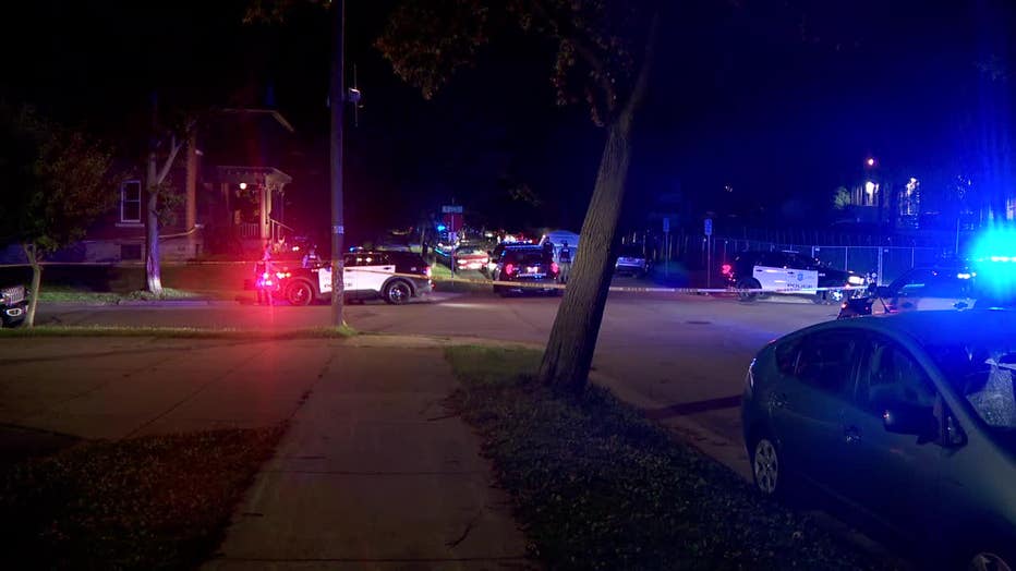 Police cars at the intersection of Clinton Avenue South and 25th Street in Minneapolis.