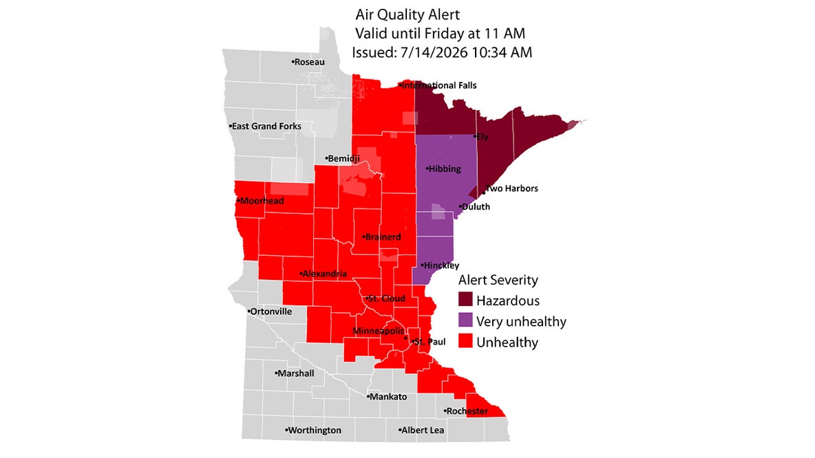 Minnesota weather: Air quality alert expanded as wildfire smoke spreads across state