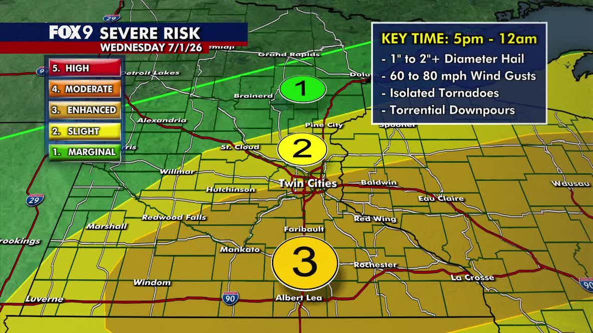 Minnesota weather: Two rounds of scattered storms possible Wednesday