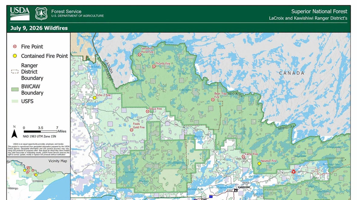 Multiple active wildfires burning in Superior National Forest