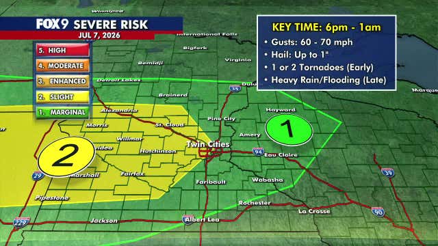 Minnesota weather: Tropical heat Tuesday before late day strong storms and heavy rain