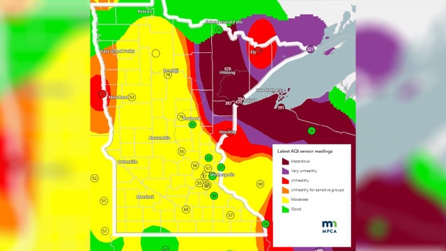 Map: Current air quality from wildfire smoke in Minnesota