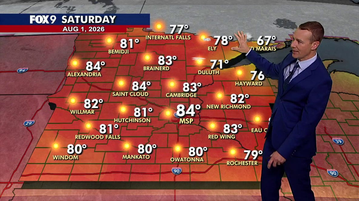 Minnesota weather: Sunshine and 80s Saturday, beautiful with lower humidity Sunday