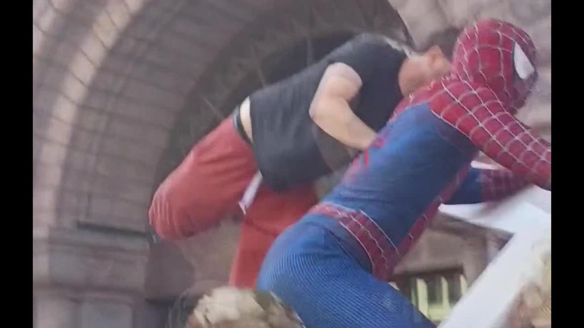 Man dressed in Spider-Man costume at Jake Lang protest charged with assault