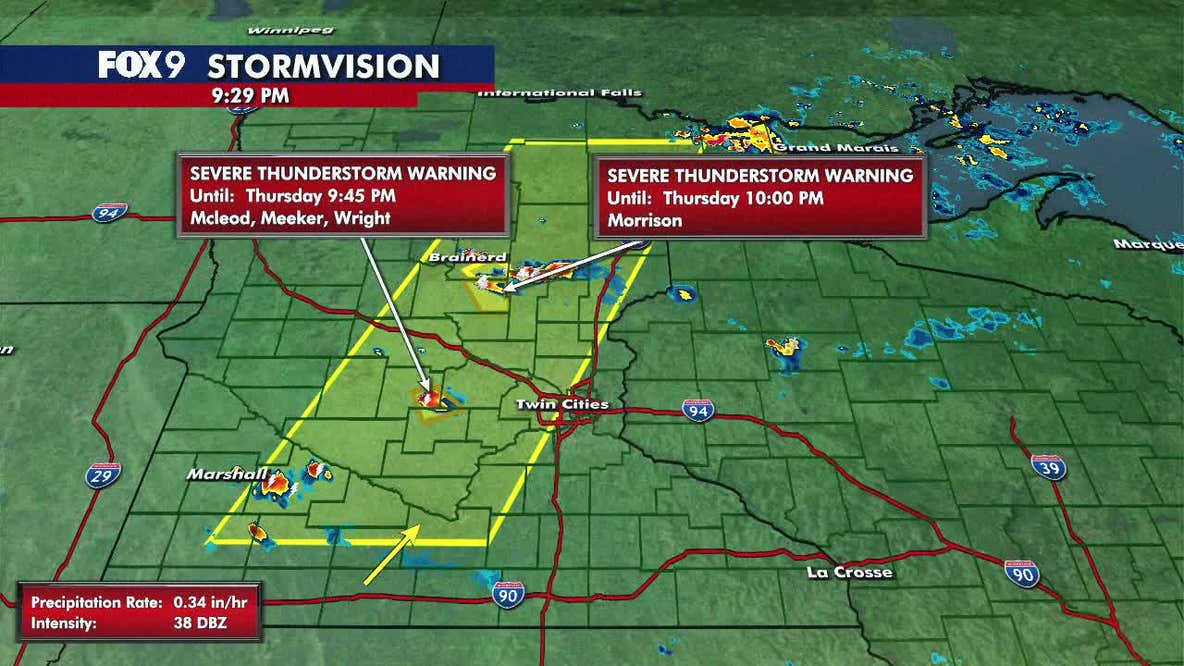 Minnesota weather: Severe Thunderstorm Warnings west of Twin Cities