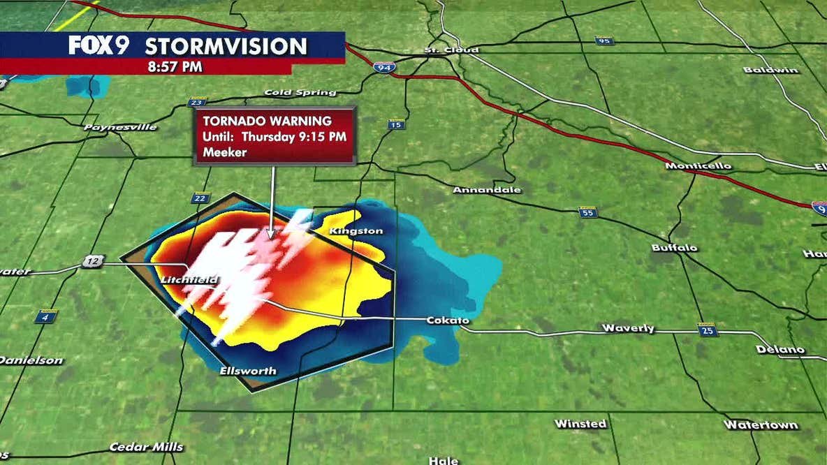 Minnesota weather: Tornado warning in Meeker County