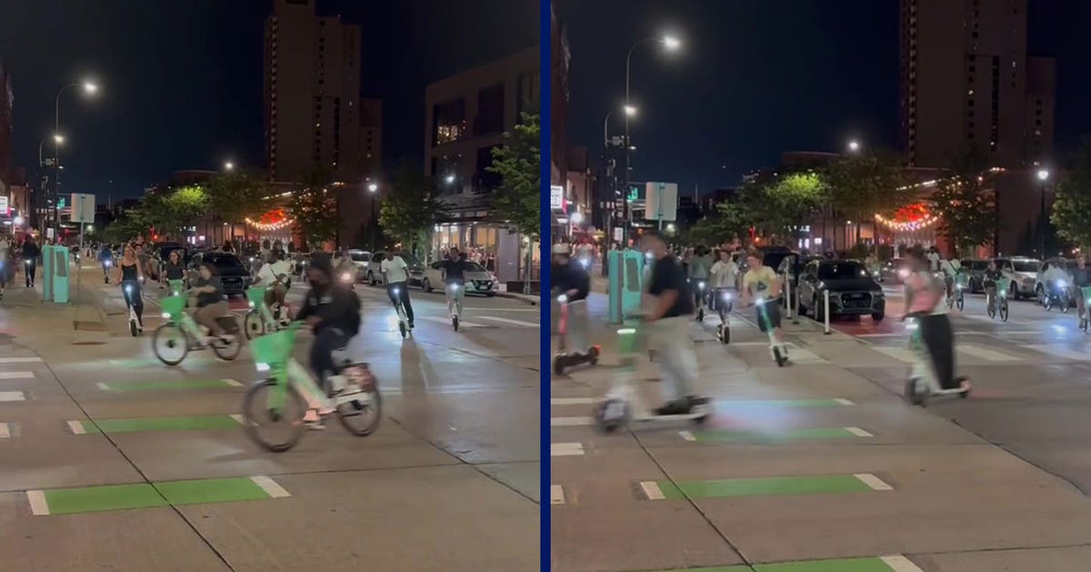 Minneapolis scooter takeover: Scooters and bikes ride onto I-35W, around downtown