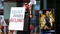 Sophie Cunningham talks with Cheryl Reeve after comments on trans athletes