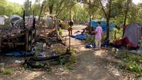 St. Paul workers begin work to clear Pig's Eye Park encampment