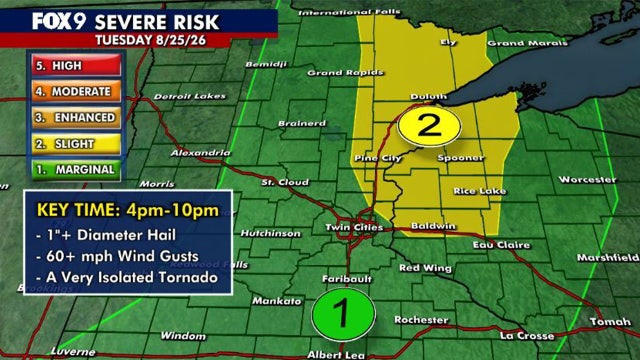 Minnesota weather: More humid Tuesday with isolated late day strong storms