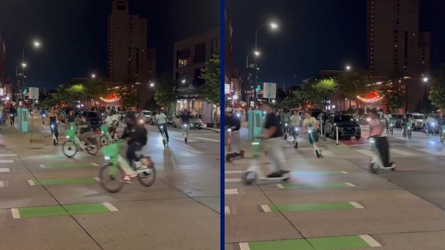 Minneapolis scooter takeover: Scooters and bikes ride onto I-35W, around downtown