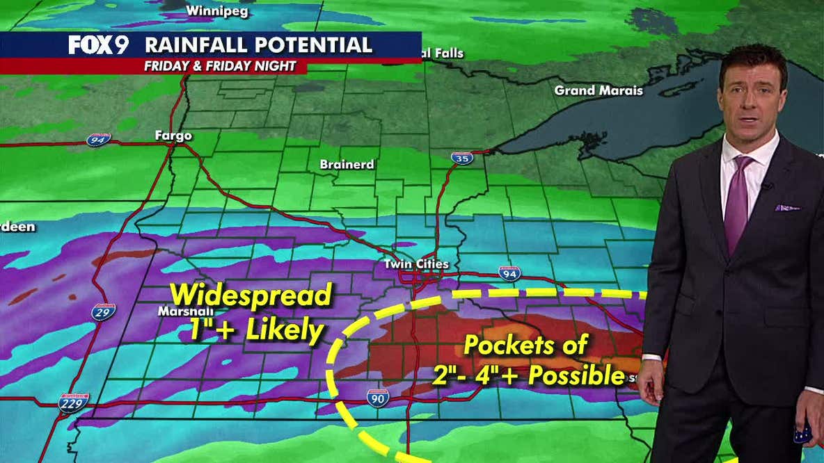 Minnesota weather: Soaking rain moves through Twin Cities Friday, 1+ inches possible