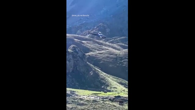 Cow airlifted off French mountain in viral helicopter rescue video