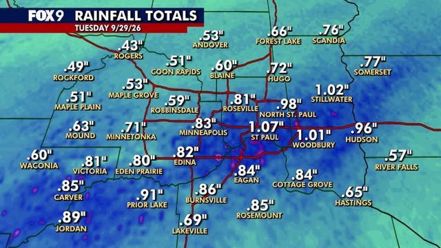 Minnesota weather: Rain totals from Tuesday's showers