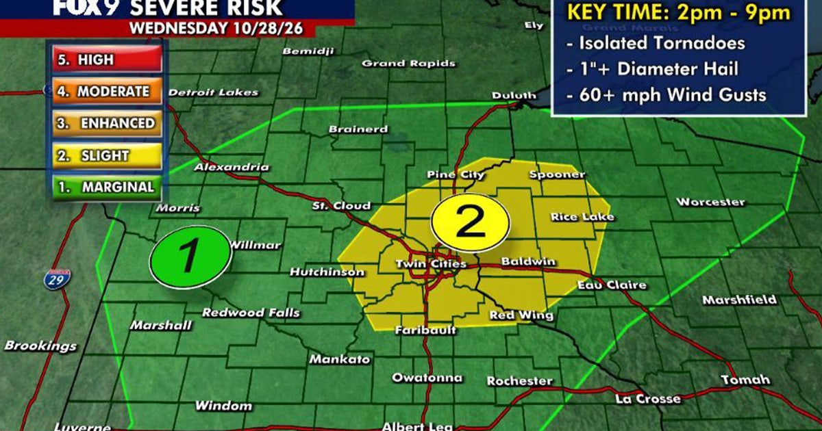 MN Weather: Severe Storms and Tornadoes Risk Wednesday Afternoon