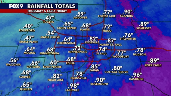 Rainfall totals: How much rain did the Twin Cities get on Thursday?