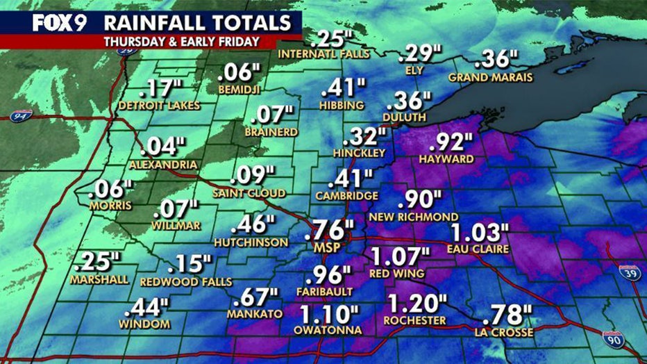 Statewide rainfall totals for Oct. 15 through Oct. 16.