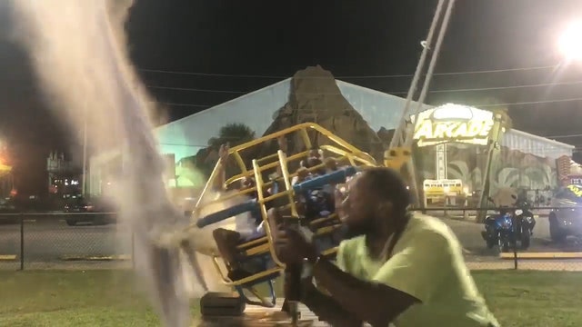 Video: Cable snaps seconds before slingshot ride launches