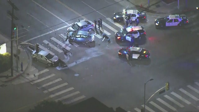 Stolen vehicle pursuit ends in violent crash in Valley Village area