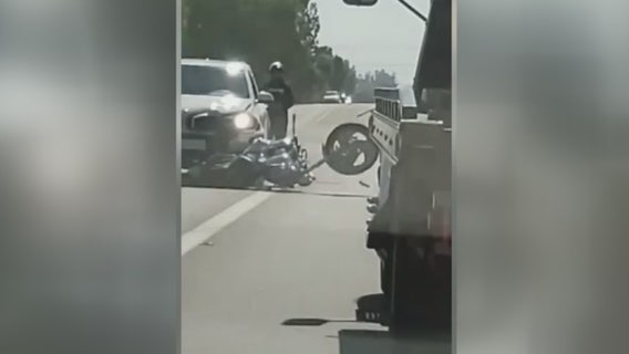 SUV caught on video intentionally running over motorcycle nearly hitting owner in Lake Elsinore