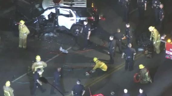 Two officers injured in South LA rollover crash