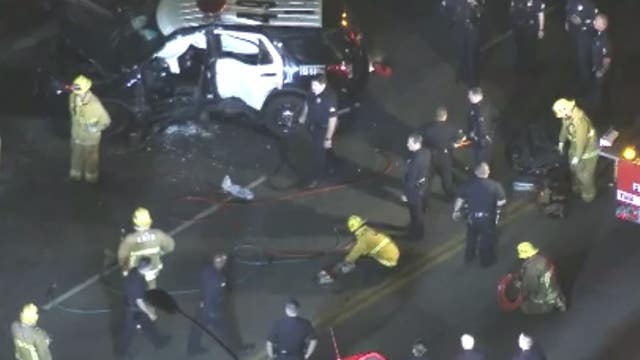Two officers injured in South LA rollover crash