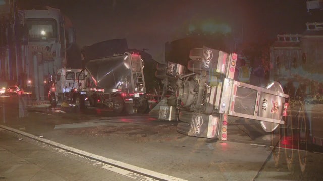 Lanes reopen on 605 Freeway following crash involving semi, fuel spill