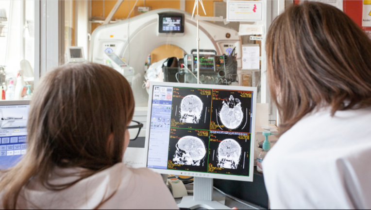 FILE-A patient is brought in the service of the medical imaging to have one MRI which will show the state of the hurts of his brain. Paca, France.