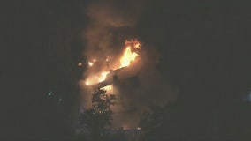 Fire engulfs house near La Verne