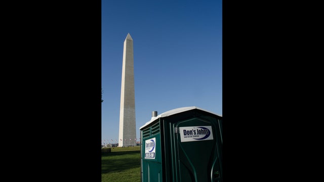 Don's what? Portable toilet labels covered for Trump inauguration