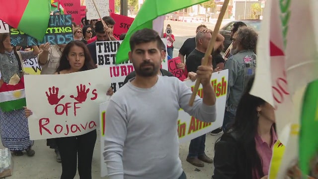 Hundreds gather at Turkish Consulate in L.A. to protest against Turkish invasion of Syria
