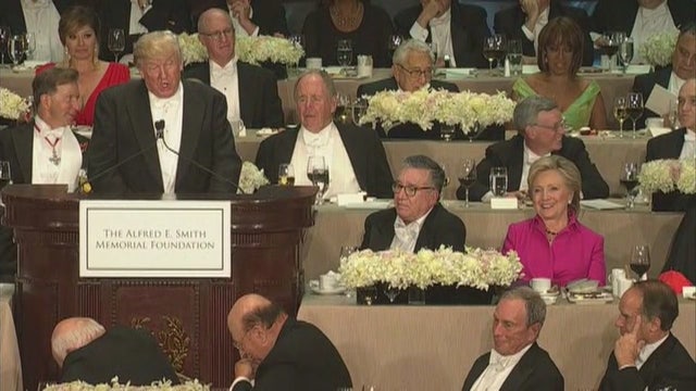 Trump, Clinton trade verbal pop-shots as light-hearted roast turns bitter