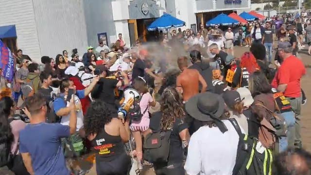 One person detained after anti-Trump protest turns chaotic in Santa Monica